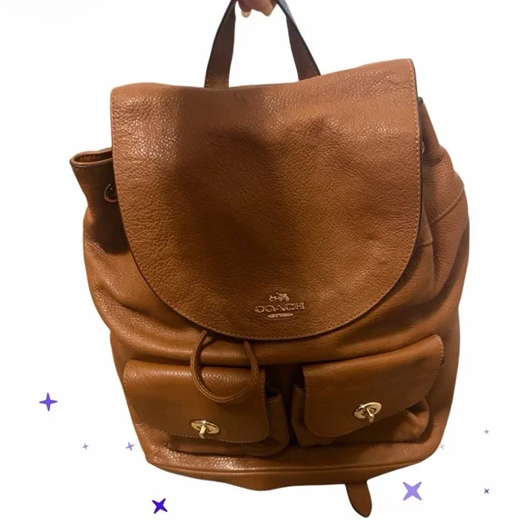 COACH                    Pebbled Leather Billy Backpack brown F37410  🎀🎀🎀 - Picture 3 of 16